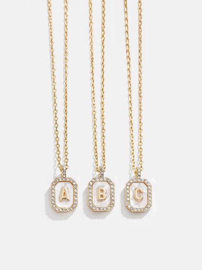 Gold &amp; Mother of Pearl Initial Necklace