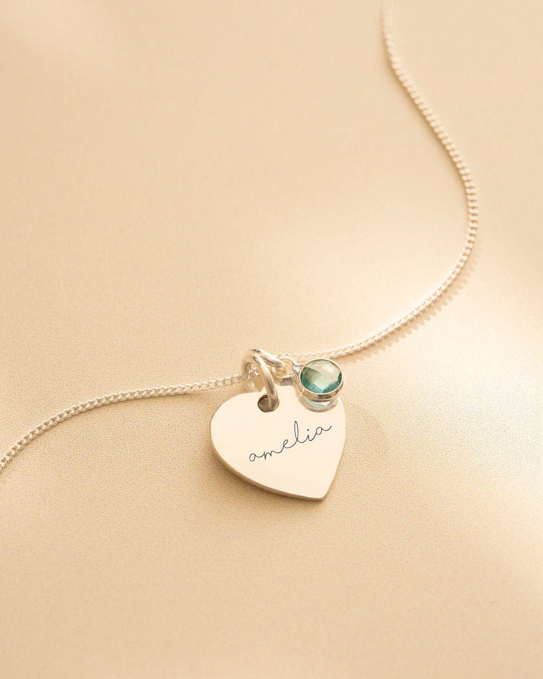 Heart and Birthstone Personalised Name Necklace