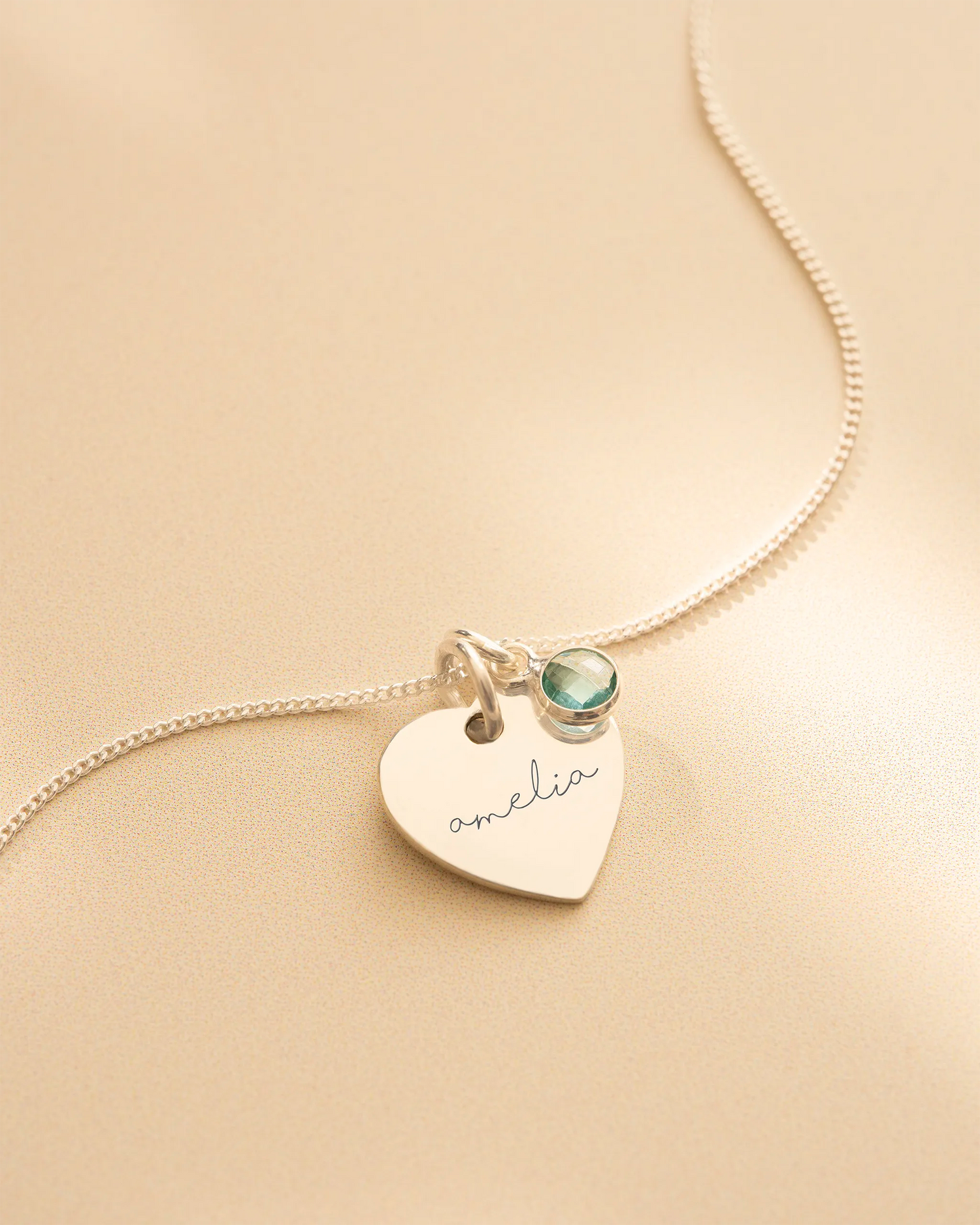 Heart and Birthstone Personalised Name Necklace