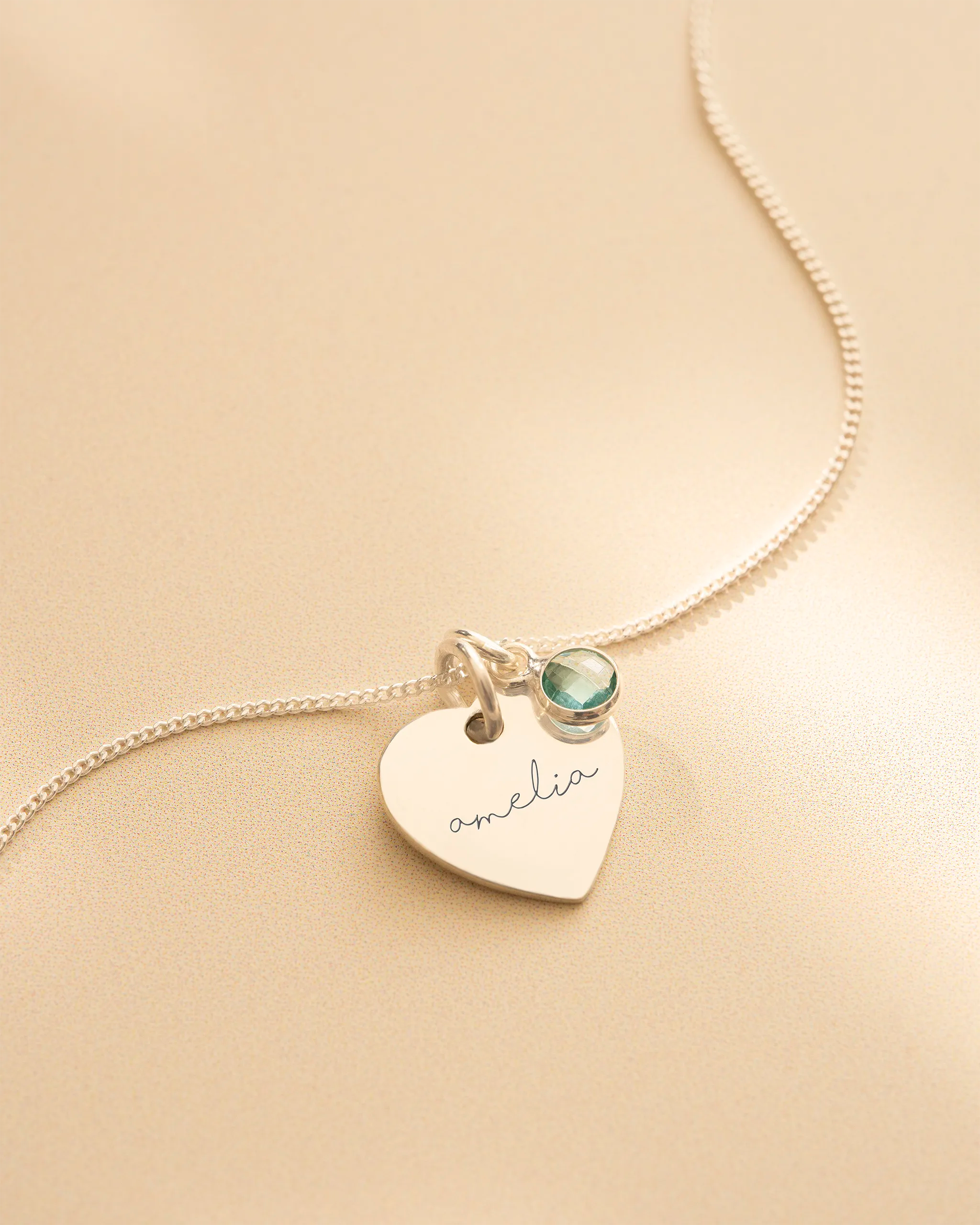 Heart and Birthstone Personalised Name Necklace