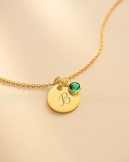 Initial &amp; Birthstone Personalized Necklace