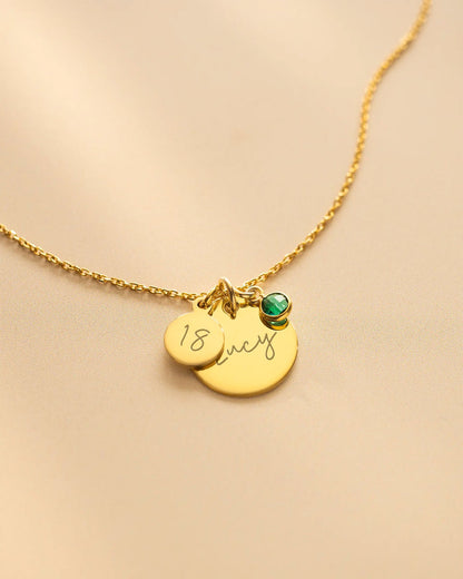 Personalised Birthday Disc Name Necklace