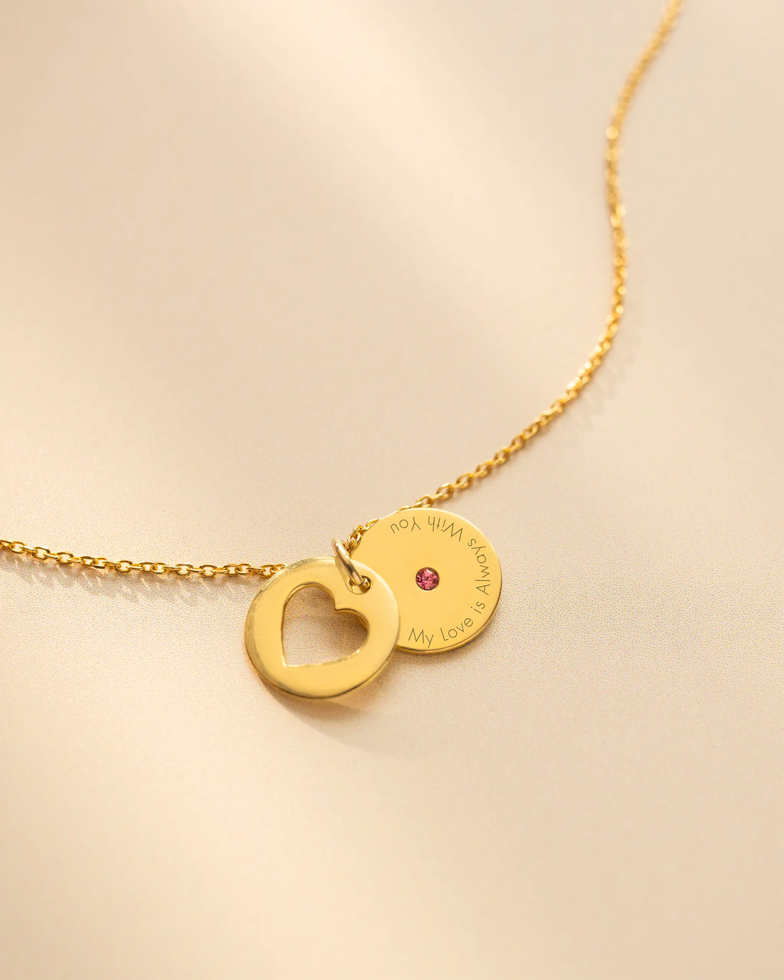 Personalised Secret Message Heart Birthstone Necklace