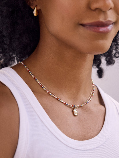 Gold &amp; Mother of Pearl Initial Necklace