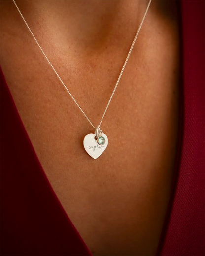Heart and Birthstone Personalised Name Necklace