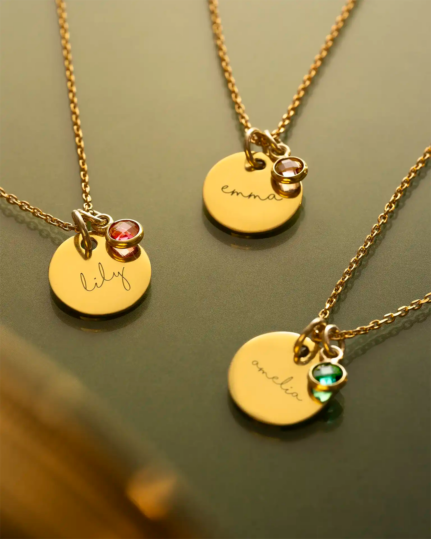 Circle Name and Birthstone Personalised Necklace