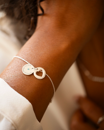 Personalised Secret Message Heart Birthstone Bracelet