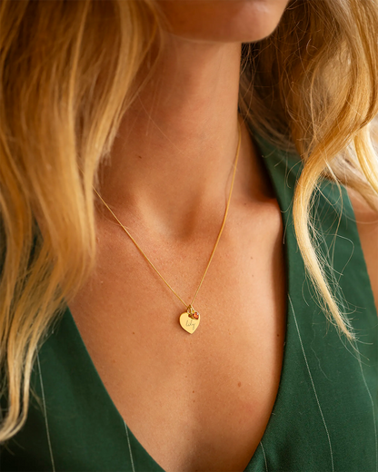 Heart and Heart Birthstone Personalised Name Necklace