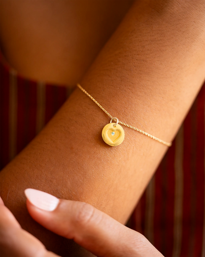 Personalised Secret Message Heart Birthstone Bracelet