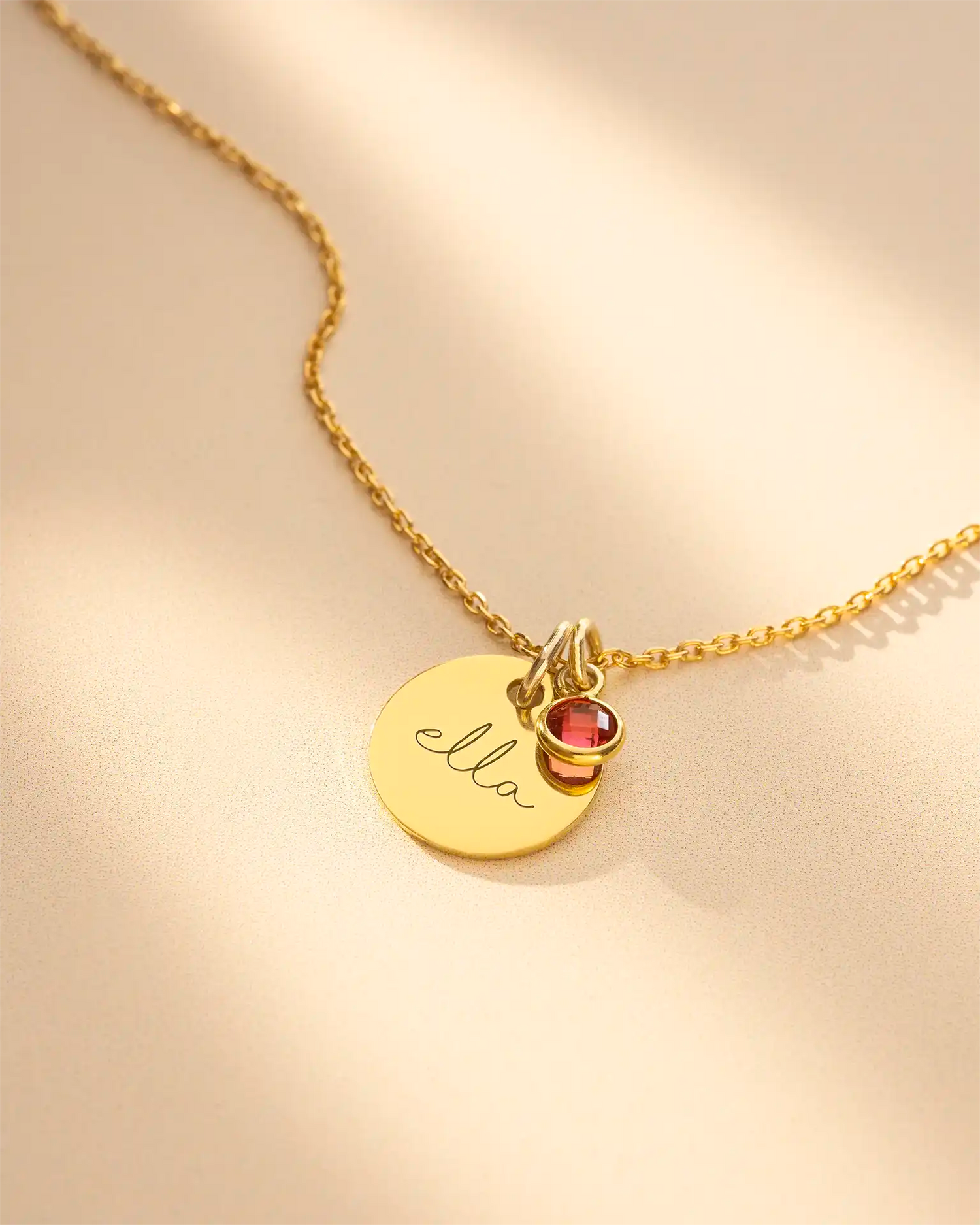 Circle Name and Birthstone Personalised Necklace