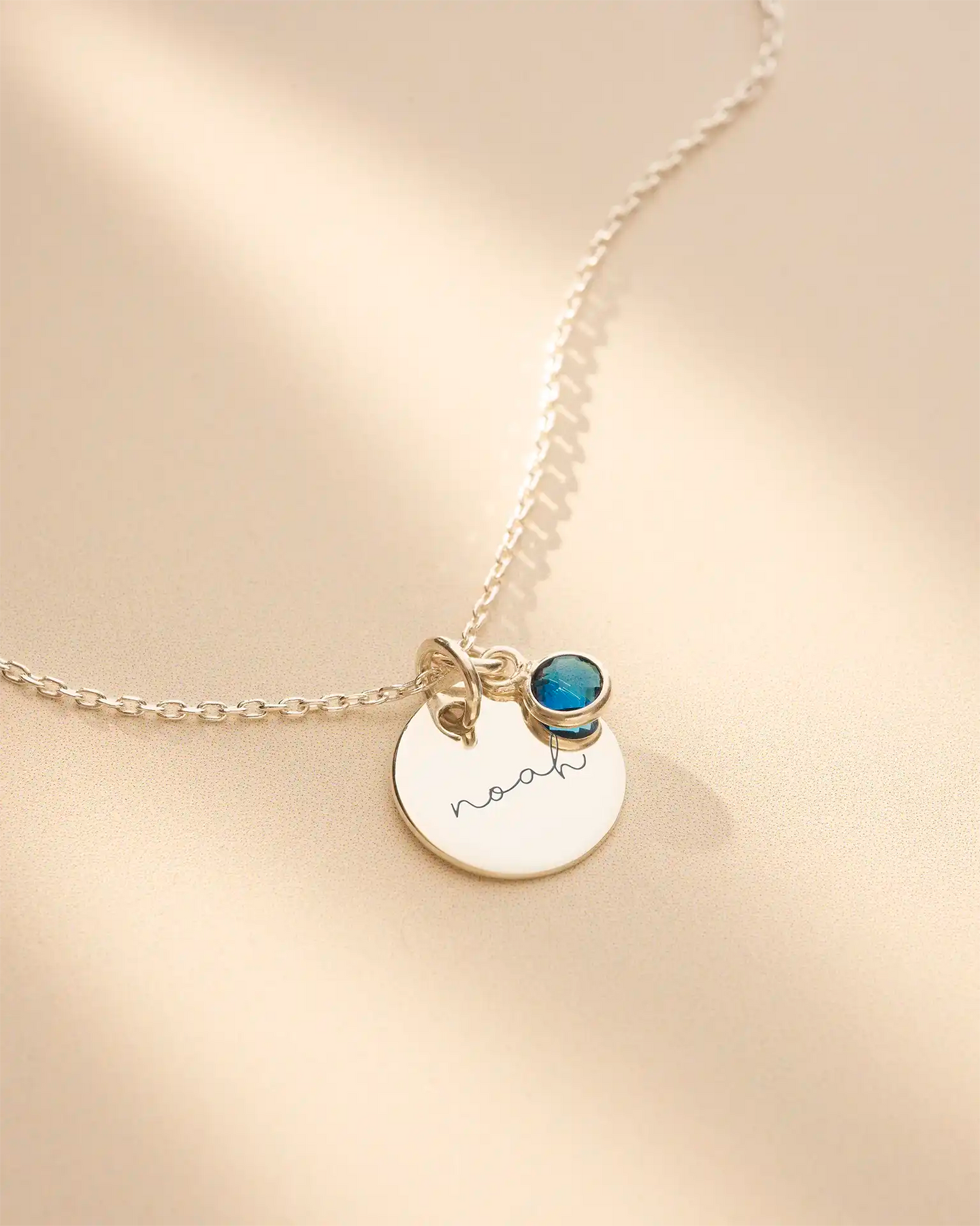 Circle Name and Birthstone Personalised Necklace
