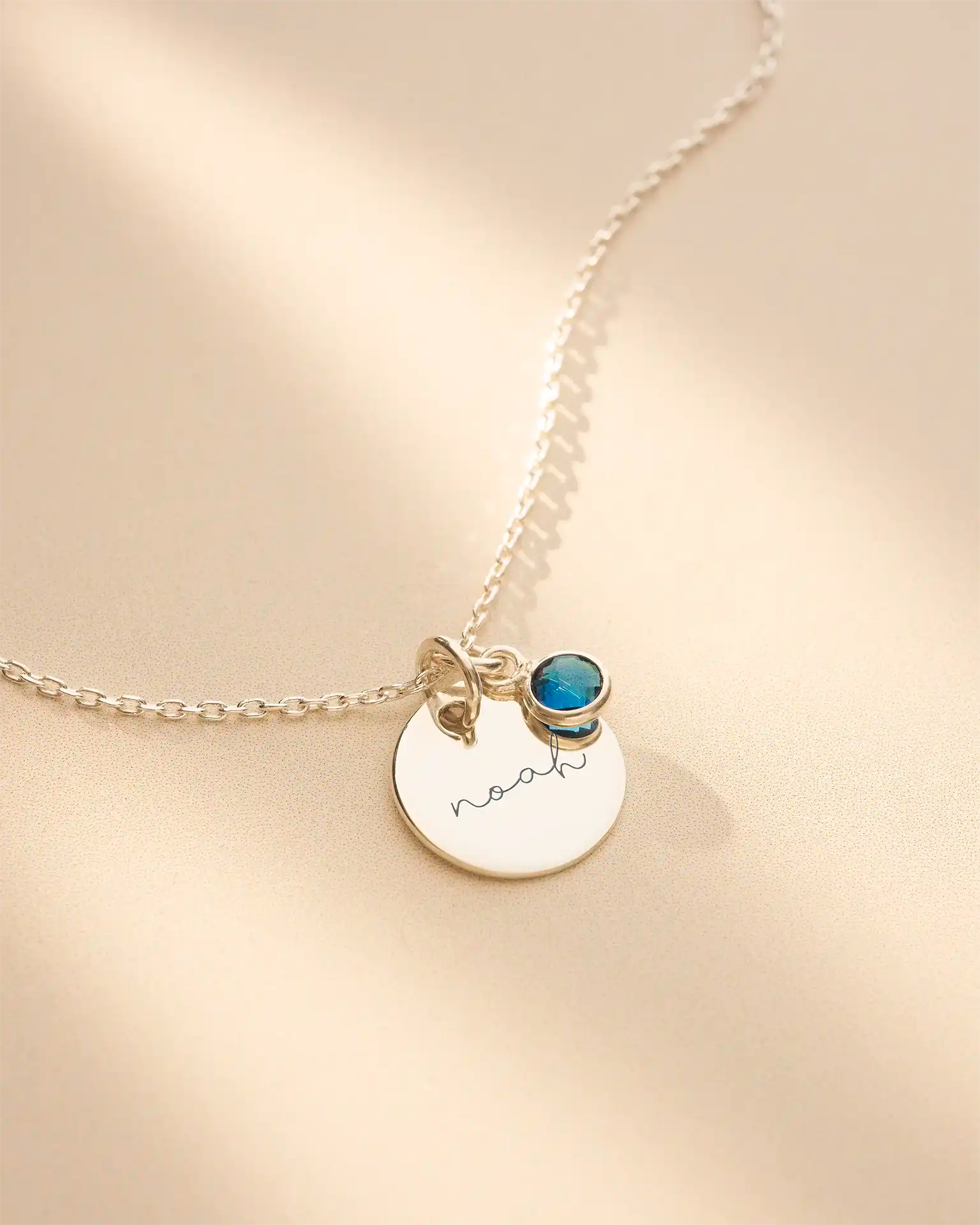 Circle Name and Birthstone Personalised Necklace