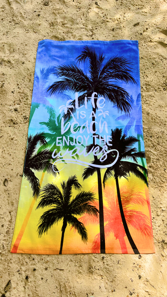 PALM Beach Towel 100% Cotton Velour 30x60 Inch