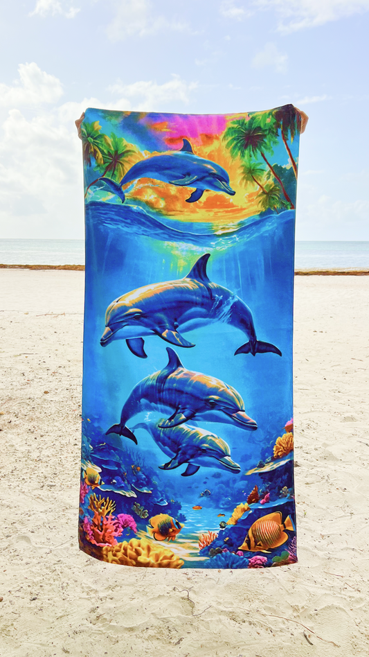 Beach Towel - "Ocean" 100% Cotton Velour 30x60"