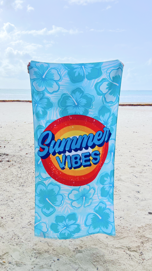 Beach Towel - "Summer" 100% Cotton Velour 30x60"