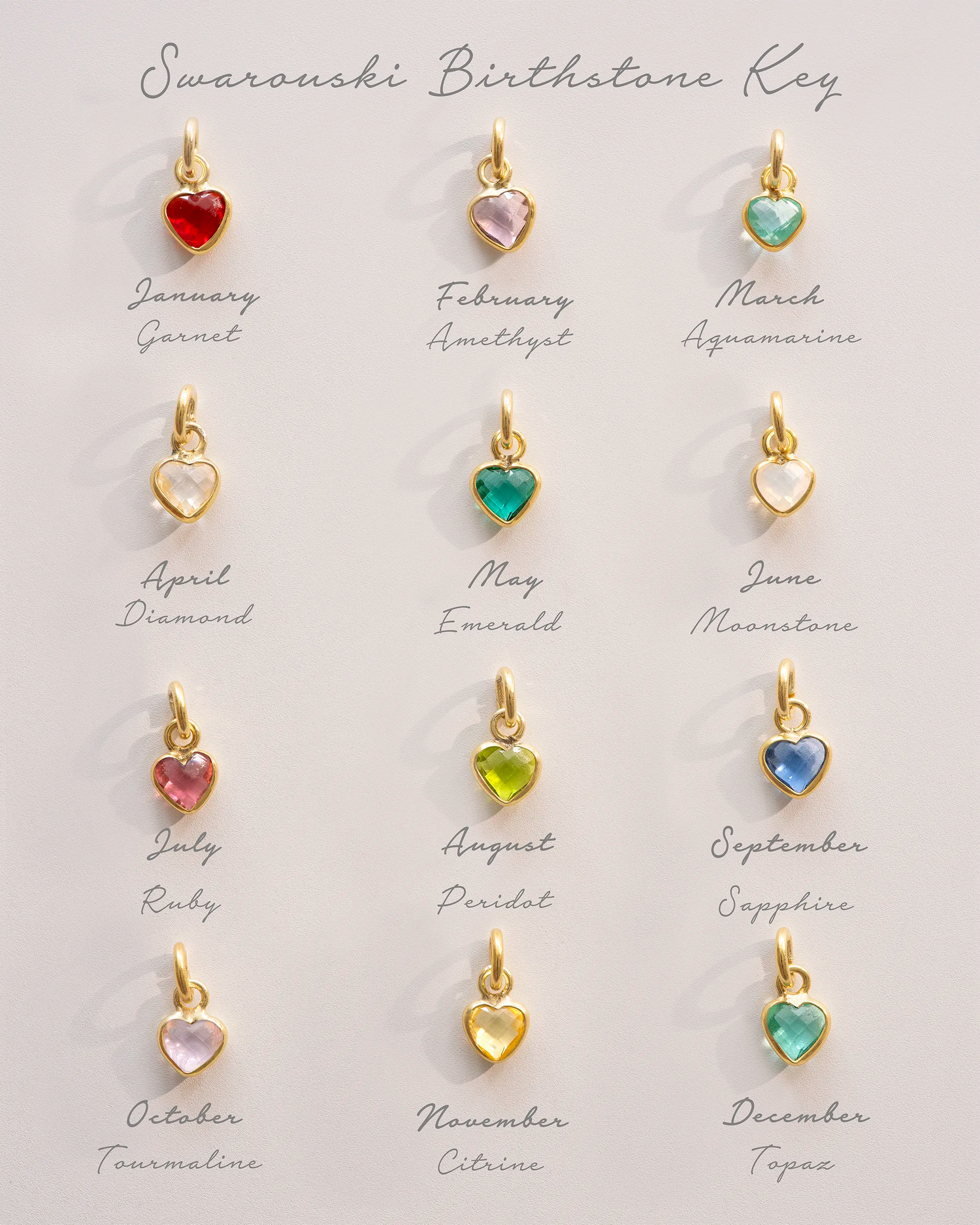 Heart and Heart Birthstone Personalised Name Necklace