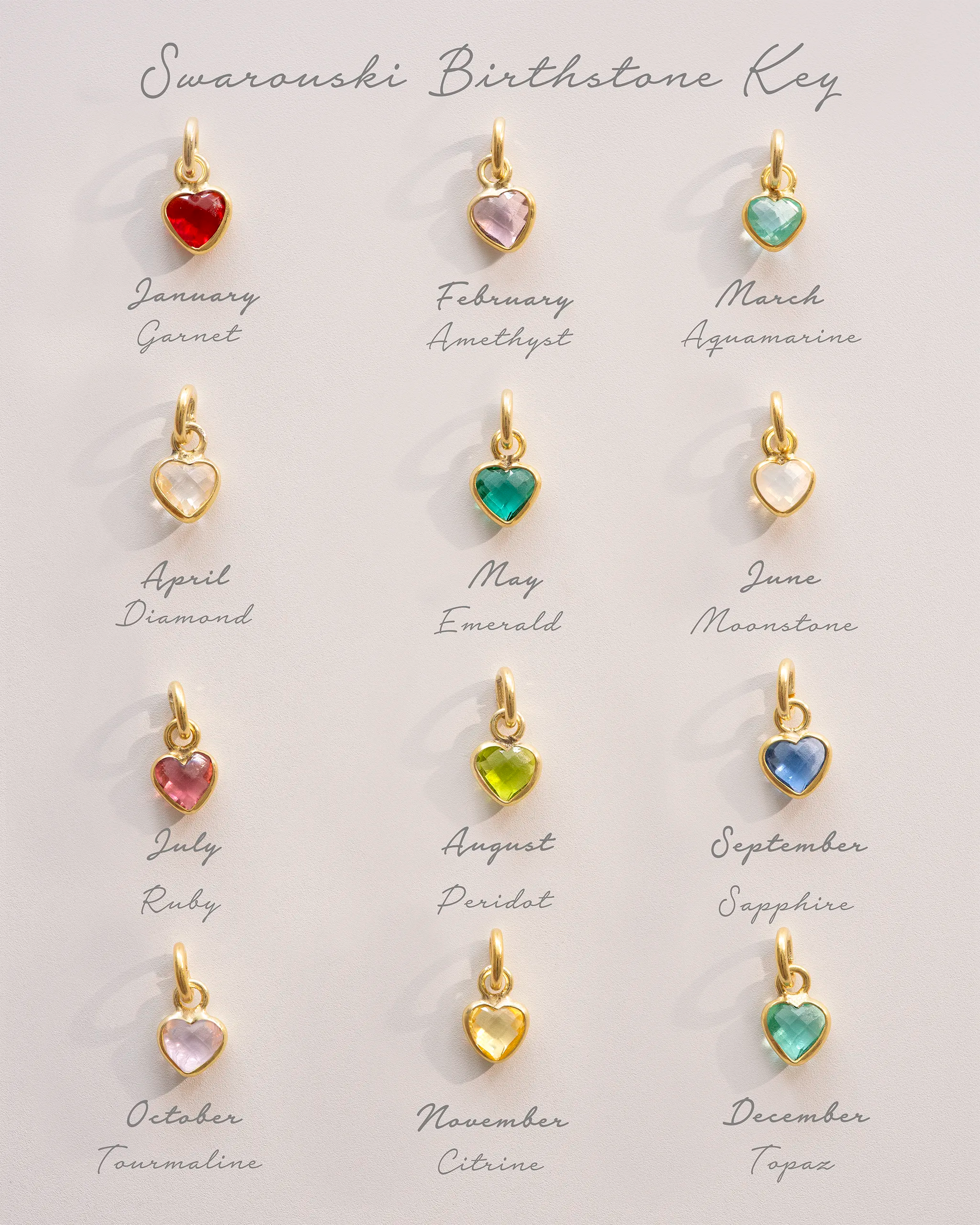 Heart and Heart Birthstone Personalised Name Necklace