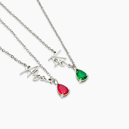 Signature Name &amp; Birthstone Necklace