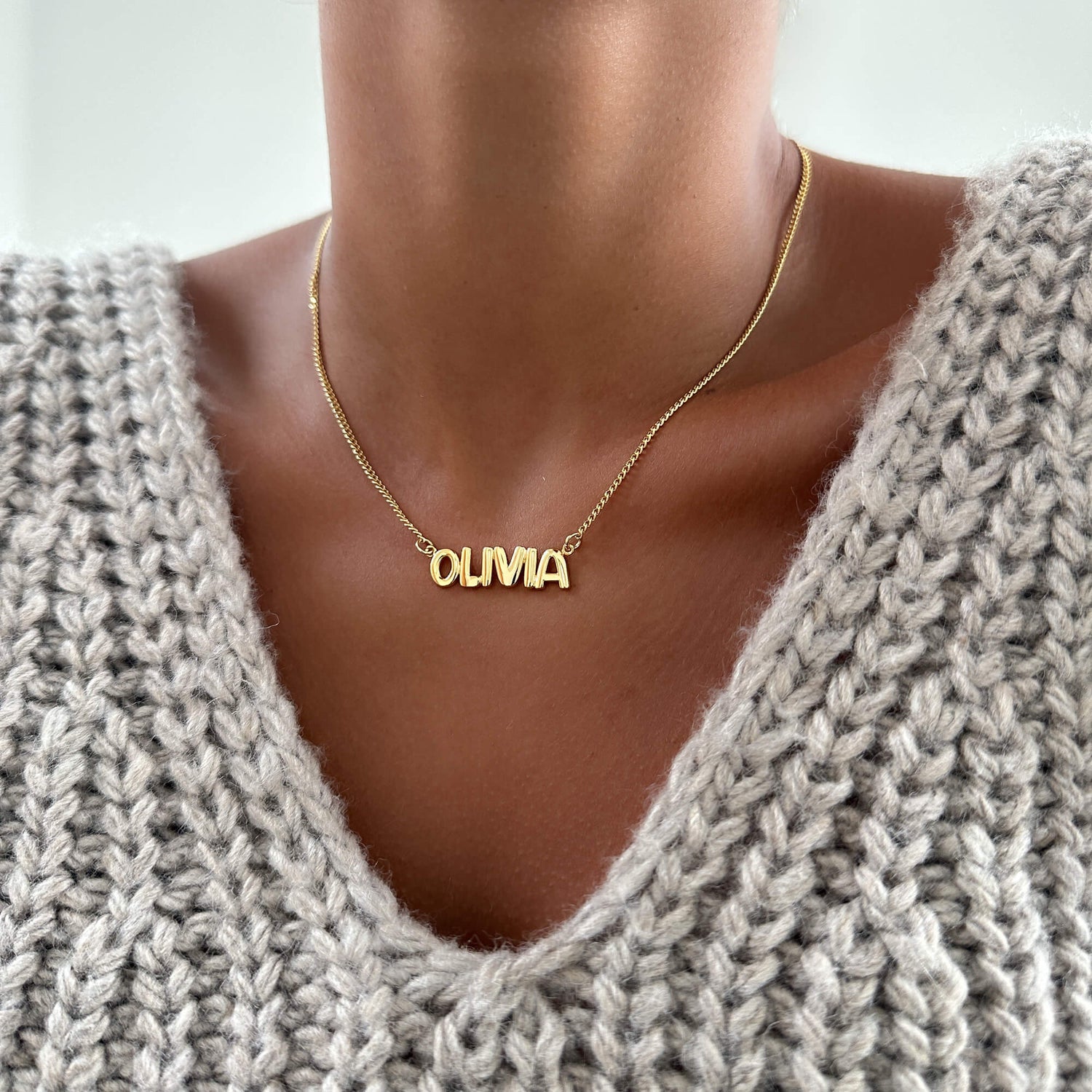Custom Bubble Name Necklace