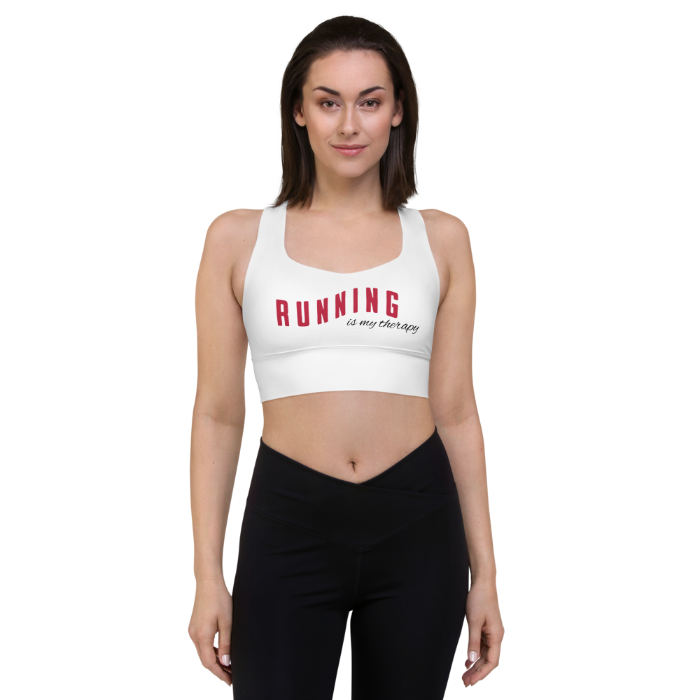 All-Over Print Recycled Longline Sports Bra – Running Is My Therapy