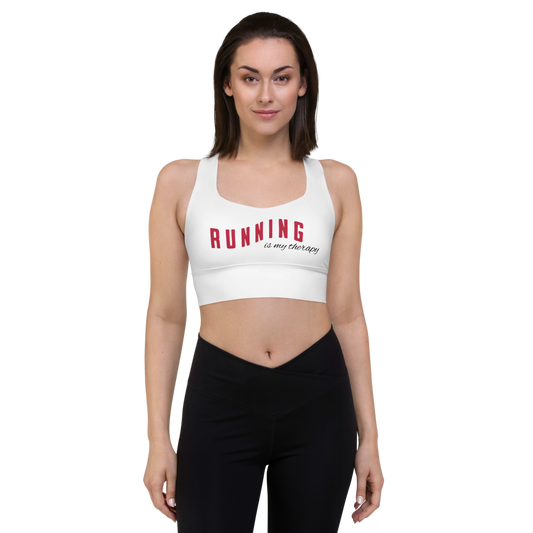 All-Over Print Recycled Longline Sports Bra – Running Is My Therapy