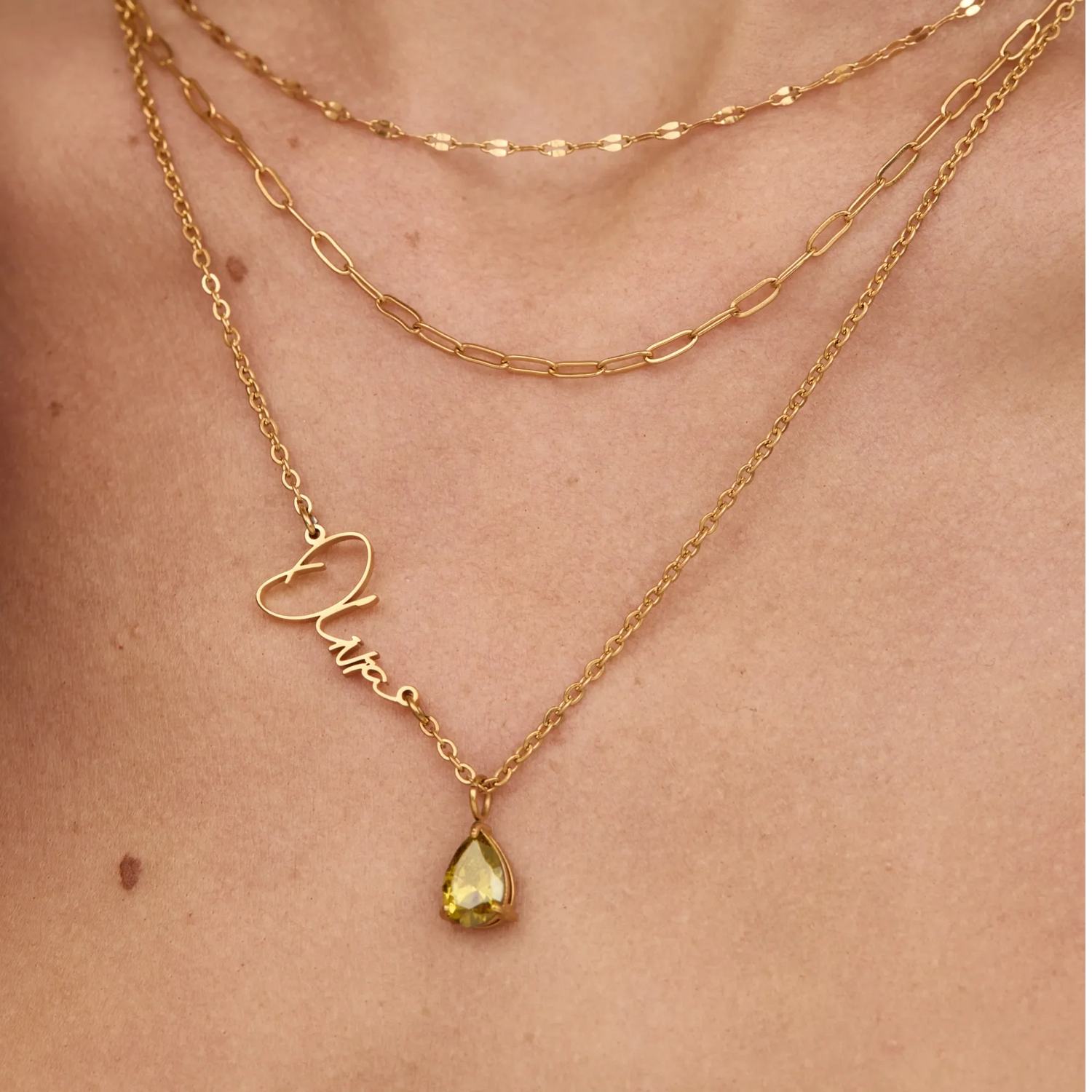 Signature Name &amp; Birthstone Necklace